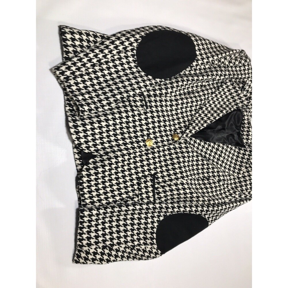 Joan Rivers Women’s Vintage Black Herringbone, Elbow Patch Blazer Size 10 - Picture 2 of 9